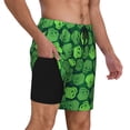 thumbnail image 2 of Sikiie green Skull Print Men's Double Layer Swimming Trunks, Adjustable Waistband and Pockets Sports Swimming Trunks, Beach Swimwear-Small, 2 of 6