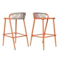 thumbnail image 3 of Darcy Modern Rope Weave Outdoor Patio Bar Stool, Aluminum Frame, Orange, Set of 2, 3 of 11