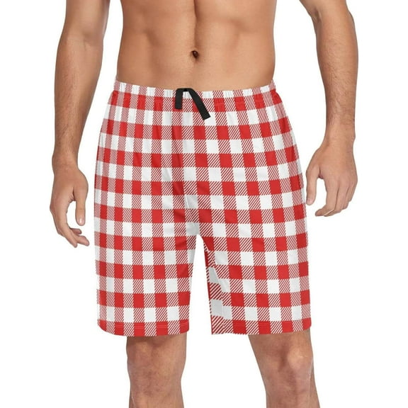 GZHJMY Buffalo Plaid Pajama Pants Short for Men, Lounge Pants Lightweight Men Pajama Bottoms with Drawstring Pockets, Christmas New Year Birthday Gifts, X-Large