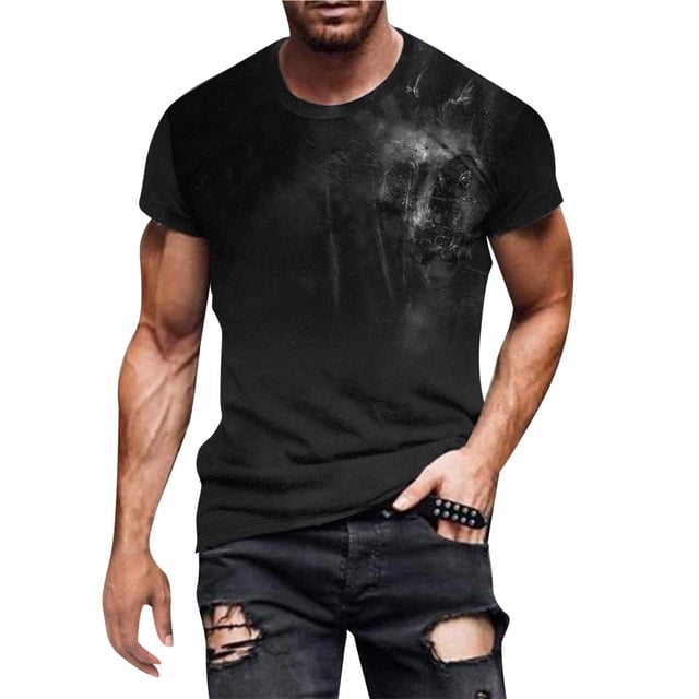 toraway Vêtements d'Été pour Hommes Chemises Manches Courtes à Boutons Mode Homme Décontracté Imprimé T-Shirt à Manches Courtes à Col Rond m