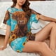 thumbnail image 4 of Balery Cute Cow Sunflowers Art Conjunto de Pijama para Mujer con Estampado, Dos Piezas de Manga Corta y Shorts, Ropa de Dormir Suave con Cuello Redondo y Bolsillos-XX-Large, 4 of 6