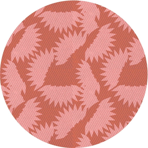 Ahgly Company Indoor Round Patterned Light Coral Pink Area Rugs, 3' Round