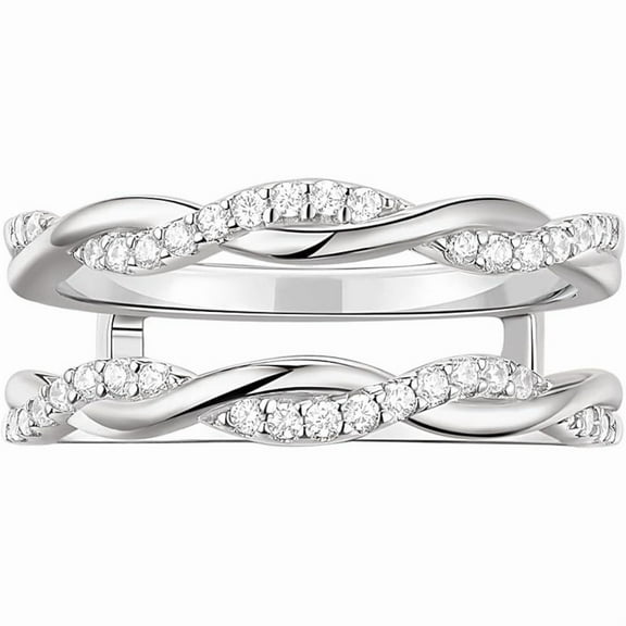 Twisted Diamond Ring Enhancer in 925 Sterling Silver – Double Engagement Ring Jacket for Women- Infinity Style Anniversary Band