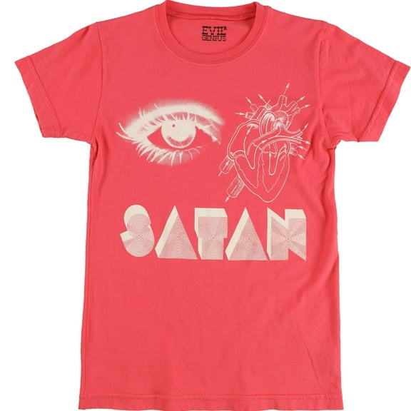 Evil Genius Womens Eye Heart Satan Graphic T-Shirt, Red, Medium