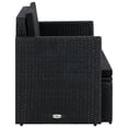 thumbnail image 2 of vidaXL 2 Seater Garden Sofa with Cushions Black Poly Rattan, 2 of 5