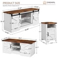 thumbnail image 2 of Oneinmil 4-Piece Modern Table Set Includes 58" Sliding Barn Door TV Stand, 39" Coffee Table& 15" Two End Tables with Charging Station and USB Ports, for Living Room, Bedroom（White）, 2 of 10