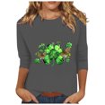 thumbnail image 2 of Cavosen St.Patrick's Day Dressy Tops for Women 3/4 Sleeve Holiday Shamrock Green Print Tees Pullover Round Neck Festival Blouse Blessed Vacation Stylish Shirts Casual Tshirts 2XL, 2 of 4