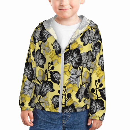 

Vsdgher Orchids Flowers Kids Sun Protection Hoodie with Zip Rash Guard Tops Children s Long Sleeve Sun Protection Clothing - 2 Years