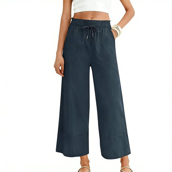 Hurxie Jean Capri Pants for Women High Waisted Ripped Skinny Jeans Stretchy Denim Capris Cropped Jeggings with Pockets Navy,L