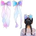 thumbnail image 2 of Lazos para el pelo de cinta de colores para niñas, lazos para el pelo de princesa, pinzas de cocodrilo, accesorios para el cabello, lazos de arcoíris para niñas pequeñas, decoraciones navideñas, tocad, 2 of 4