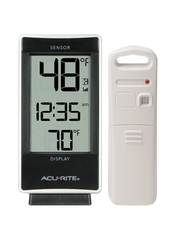 AcuRite Indoor and Outdoor Thermometer with Temperature and Clock; Battery-Powered, Plastic (02059)