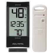 AcuRite Indoor and Outdoor Thermometer with Temperature and Clock; Battery-Powered, Plastic (02059)