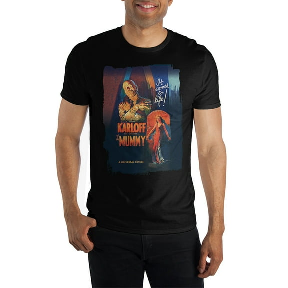 The Mummy Classic Monsters Horror Movie Mens Black Graphic Tee-Large