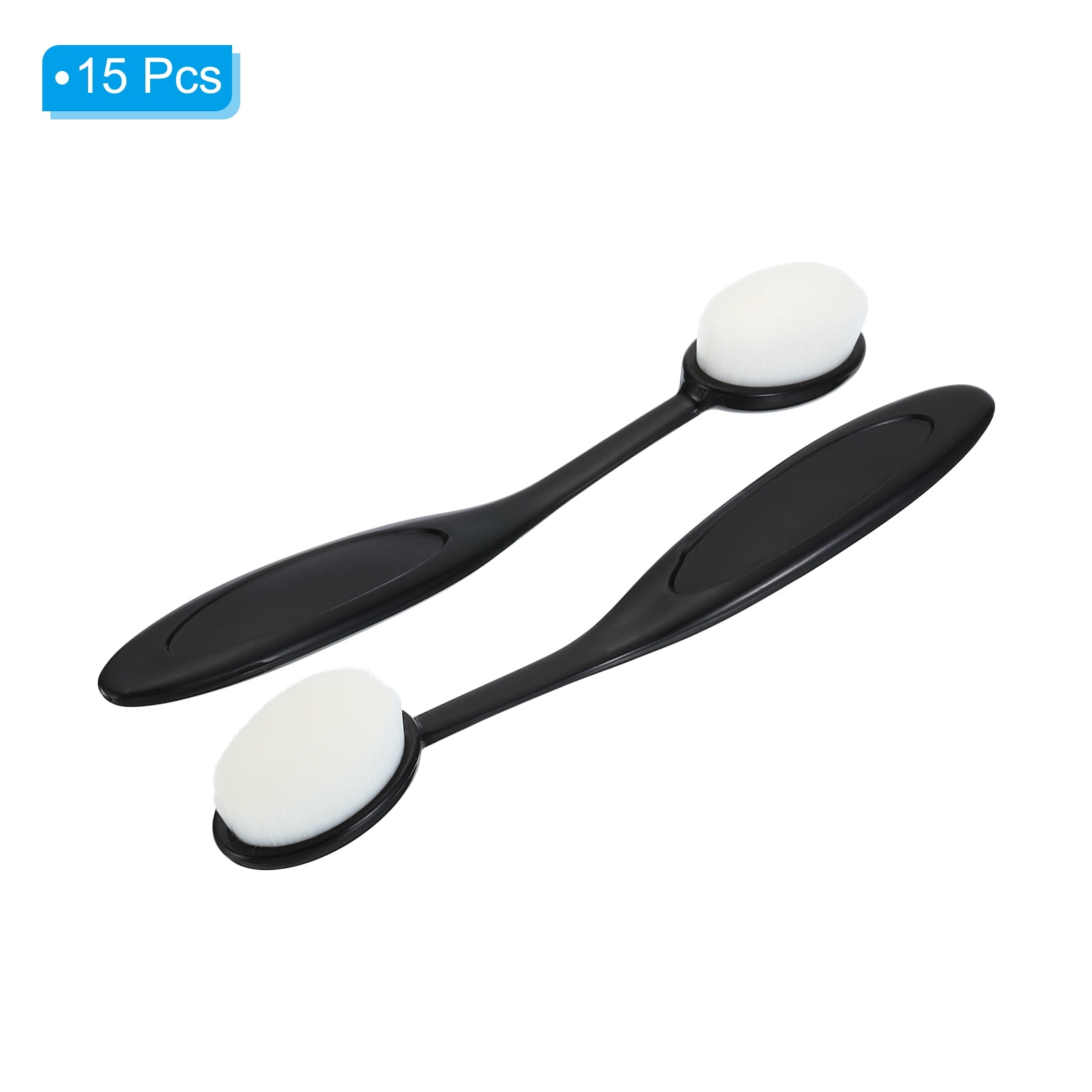 Uxcell Blending Brushes for Crafts, 4# Plastic Ink Blending Brushes Tool, Black (White Hair), 15Pack