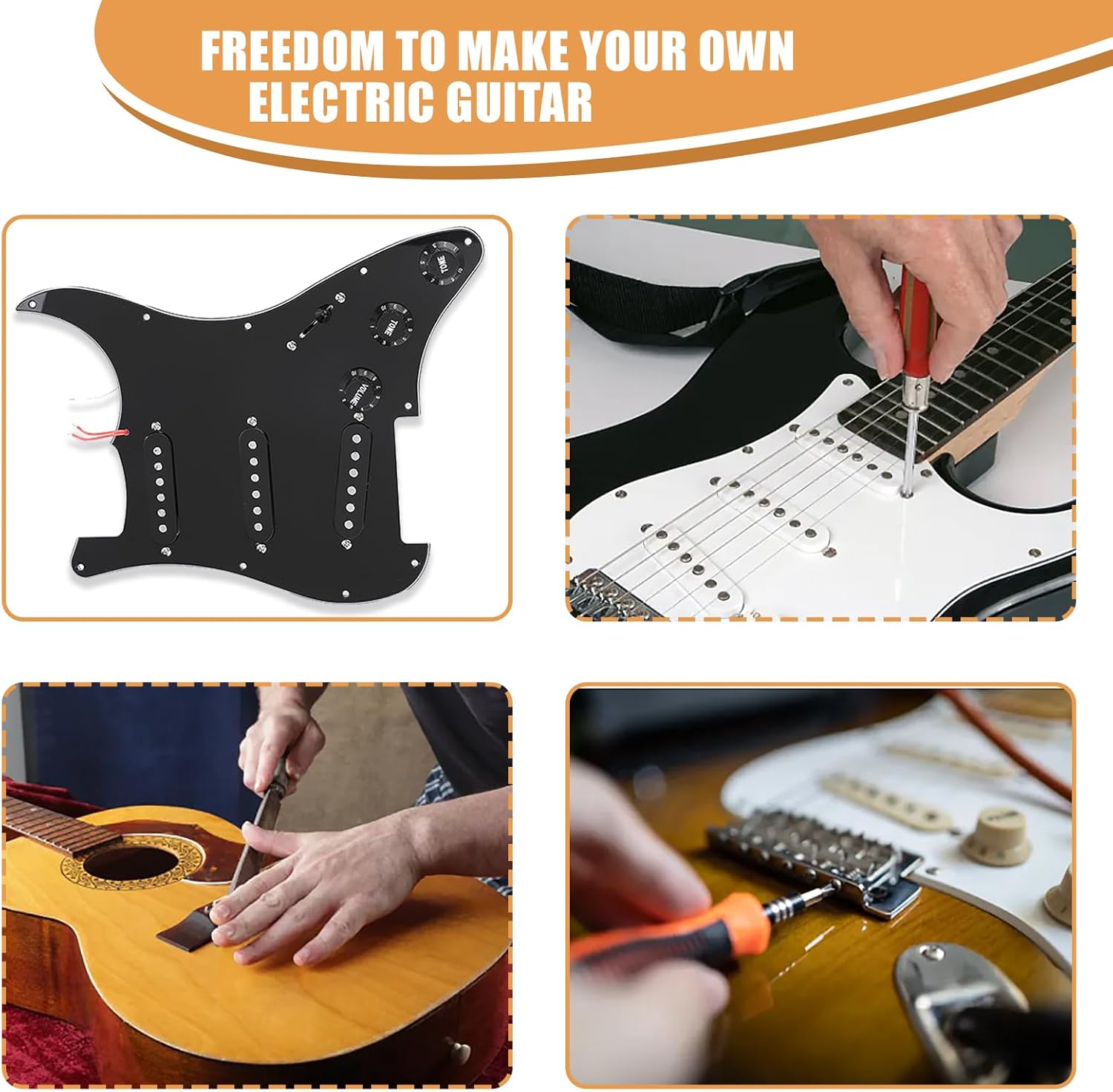 ST Electric Guitar Accessory Set, DIY Guitar Pickup Pickguard Back Cover, Bridge System Installation Kit, Pre-wired Pickguard, SSS Pickups, Bridge, and Other Accessories