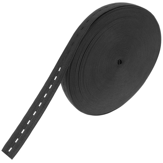 Miangastore Waistband Elastic with Buttonhole Black 1 Roll 4000X2Cm