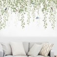 thumbnail image 2 of 1pc, Green Plant Willow Branch Bird Wall Sticker Bedroom Living Room Home Entryway Wall Decoration Sticker Self-adhesive, 2 of 4