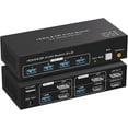thumbnail image 1 of 8K@60Hz HDMI+Displayport KVM Switch 2 Monitors 2 Computers USB 3.0 KVM Switcher Dual Monitor 2 Port for 2 PC Share Multi Monitor and 4 USB Devices with Wired Controller DC Adapter, 1 of 7