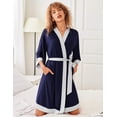 thumbnail image 2 of Ekouaer Robes for Women Knee Length Bathrobe Lightweight Kimono Robe 3/4 Sleeve Sleepwear with Pockets, 2 of 6