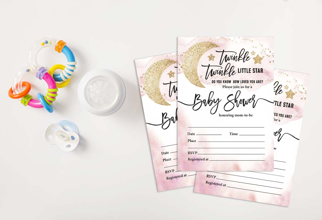 Inkdotpot 30Gender Reveal Baby Shower Invitation Cards Twinkle Twinkle Little Star Fill In Blank Invites