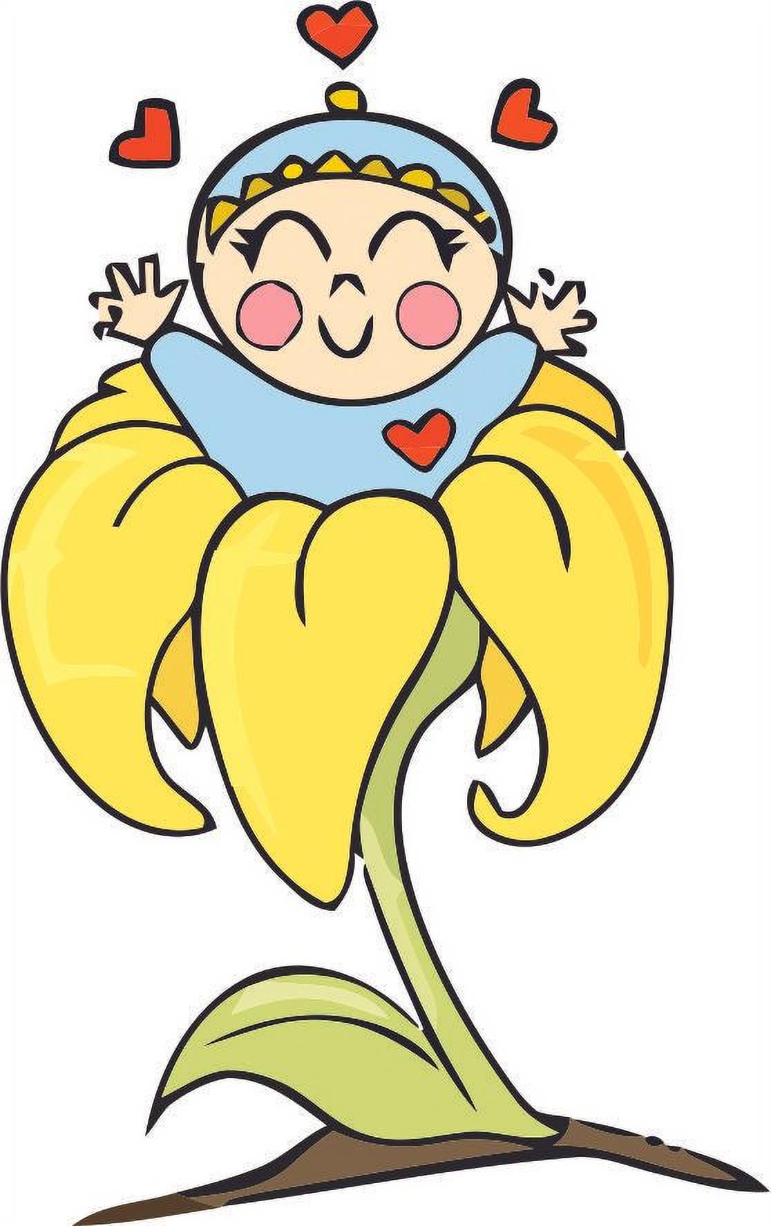 Beautiful Newborn Baby Nursery Happy Face Sun Flower Cartoon Mural