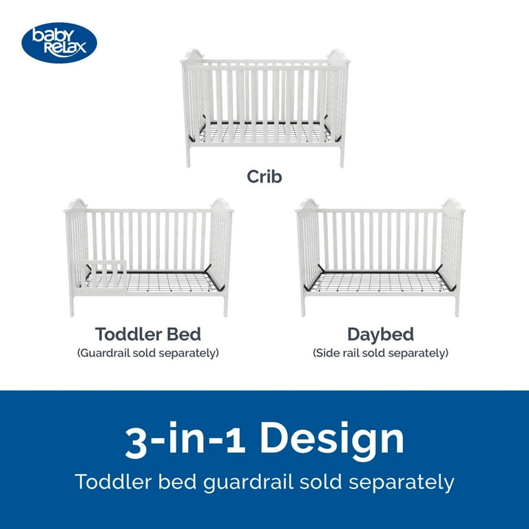 Baby Relax Adele 3-in-1 Convertible Crib, White - Walmart.com
