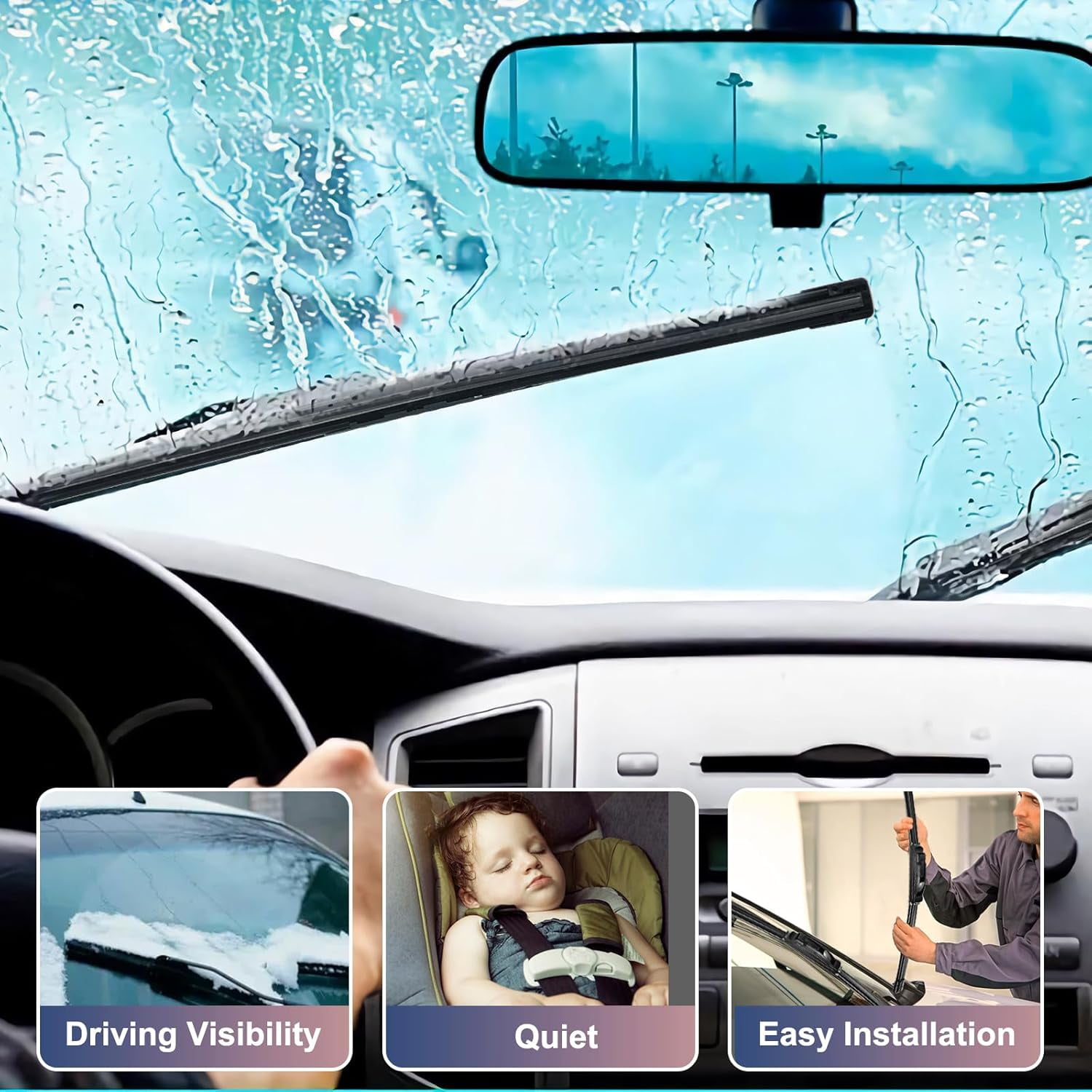 3 wipers Replacement for Lexus RX350 2010-2015,Lexus RX450h 2010-2015,Windshield Wiper Blades Original Equipment Replacement - 26"/22"/16" (Set of 3) U/J HOOK