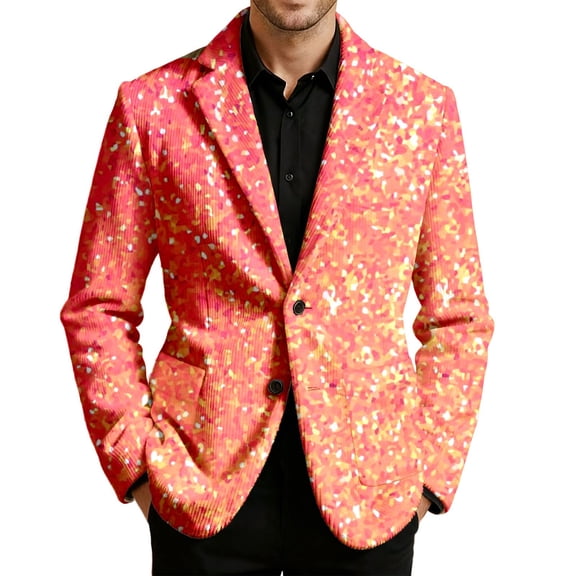 oqasdz Blazer for Men Velvet Sequin Print Tailored Jacket for Festive Stretch Slim Fit Dress Coat Daily Formal Outdoor Activities