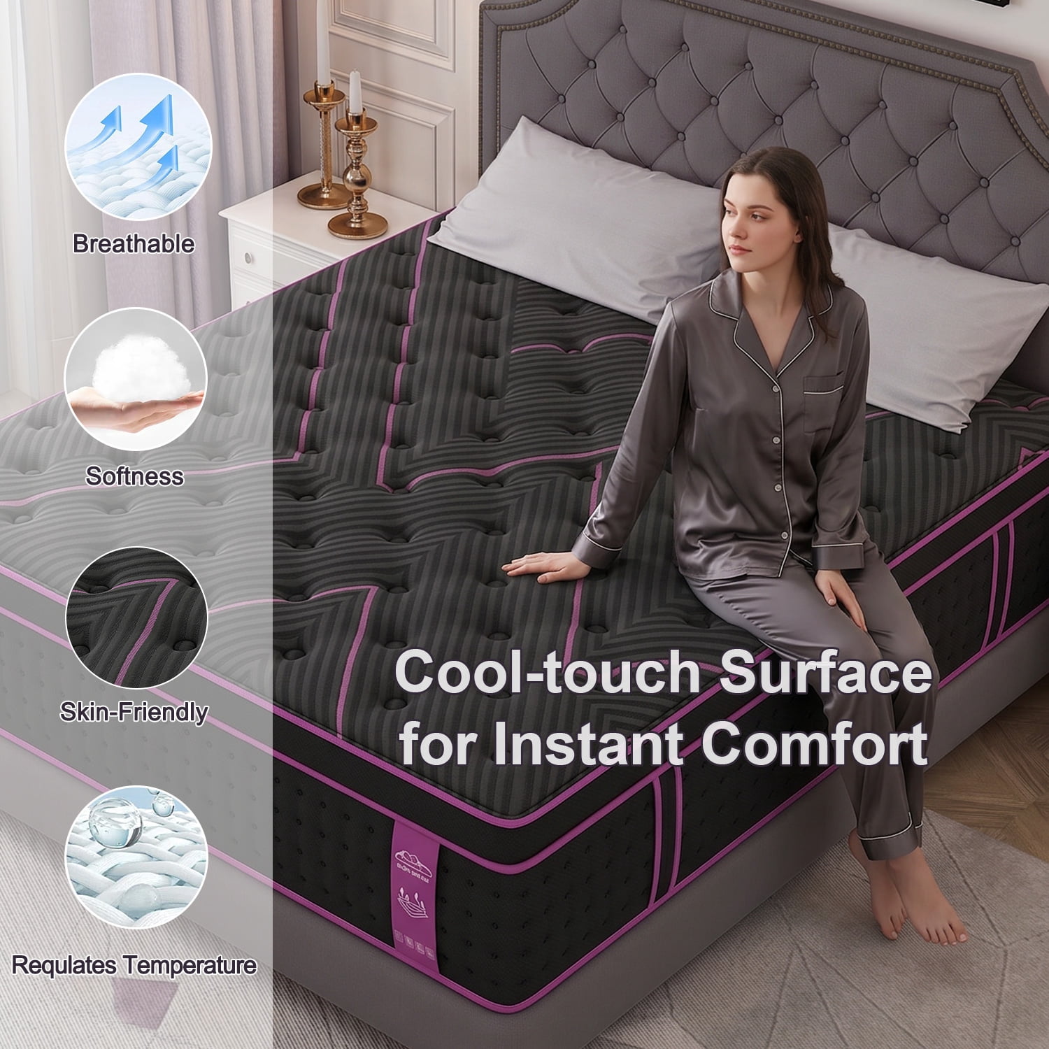 Skyhedon King Size Mattress 12inch Hybrid Mattress Medium Firm Gel Memory Foam Pocket Innerspring For Pressure Relief Motion Isolation,Adult