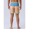 thumbnail image 3 of DARING DIVA Men's Color Block Drawstring Waist Pool Beach Striped Swimming Shorts 30 Orange, 3 of 6