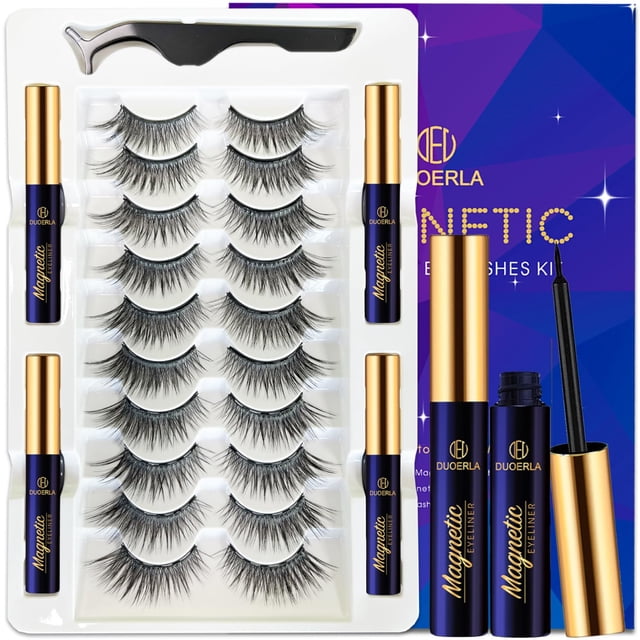 Pestañas magnéticas DUOERLA de aspecto natural con forma de ojo de gato tenue, 10 pares