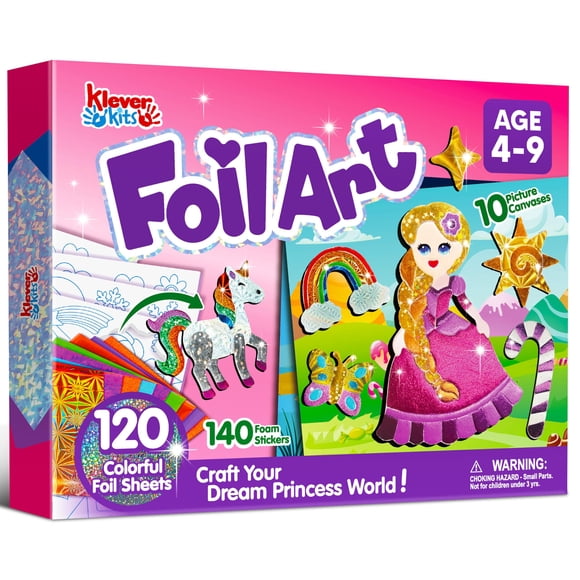 Kit de arte Klever Kits Foil Princess con 120 hojas de aluminio
