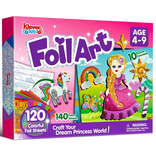 Kit de arte Klever Kits Foil Princess con 120 hojas de aluminio