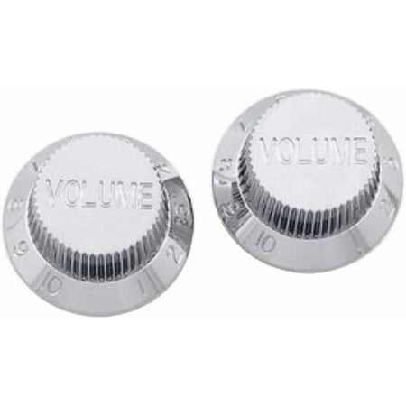 Allparts PK-0154 Set of 2 Plastic Volume Knobs for Stratocaster, Chrome plated plastic