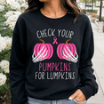 thumbnail image 4 of Breast Cancer Awareness Shirt, Check Your Pumpkins Sweatshirt, Pink Ribbon Halloween Hoodie and T-Shirt, October Support Gift for Women, 4 of 9