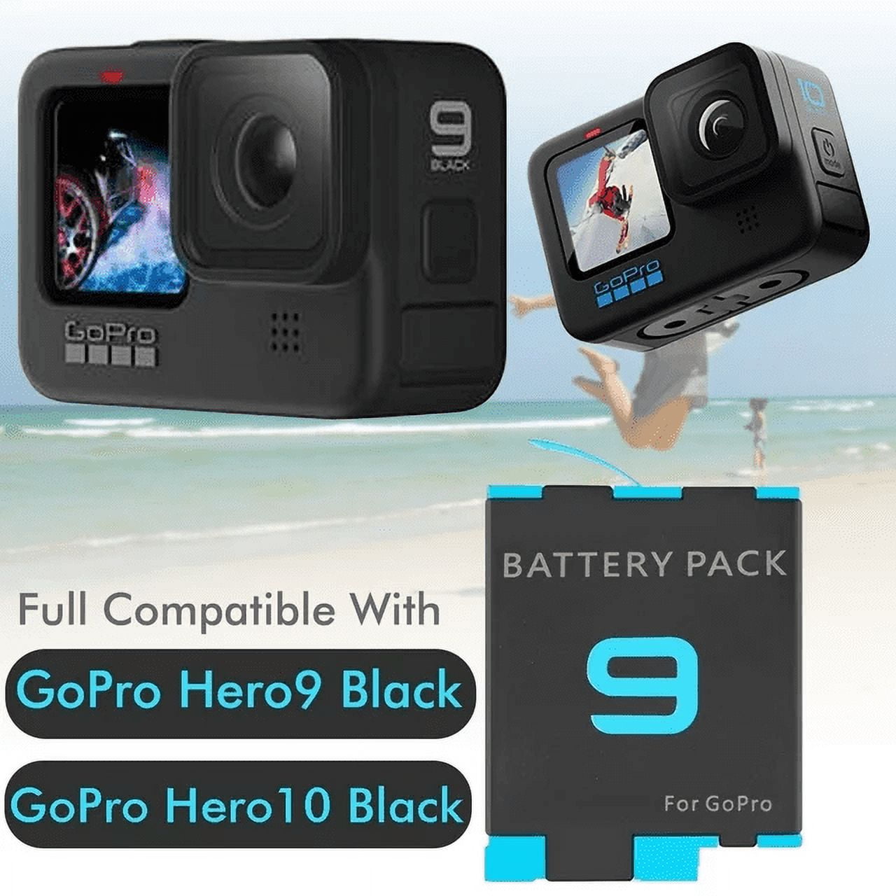 Batteria Ricambio Per GoPro Hero 9/10 - Pack 2 Pezzi 2000mAh Con Caricatore Triplo USB