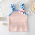thumbnail image 2 of Toddler Baby Girls T Shirts Summer Vest Sling Flower Frilly Striped Printed Sleeveless Cute Top for Girls Size 18-24 Months, 2 of 4