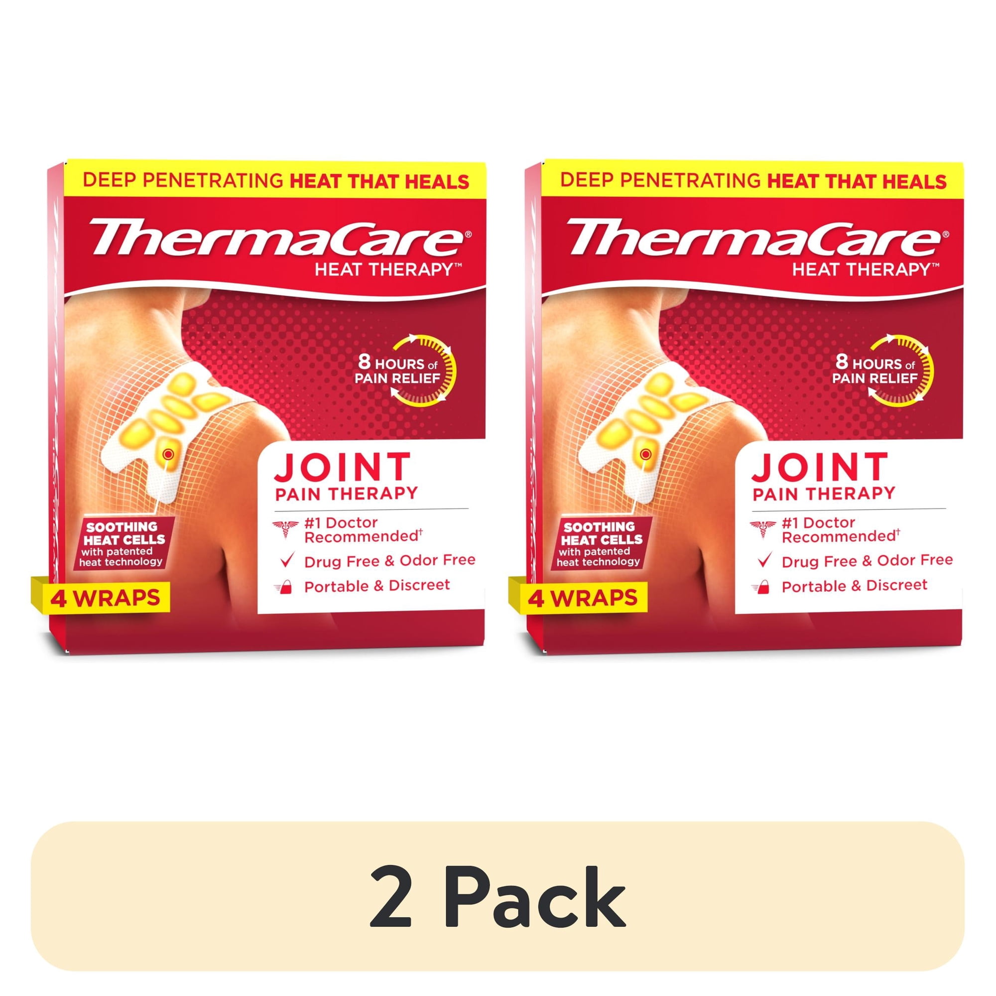 (2 pack) ThermaCare Joint Pain Therapy Heat Wraps, 4 Count, Pain Relief Patches