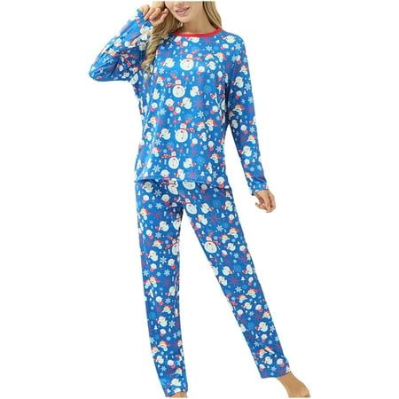 

Mrat Full Length Pants Leggings for Women Parent-child Warm Set Printed Home Wear Pajamas Two-piece Mom Set Pants for Athletic Workout