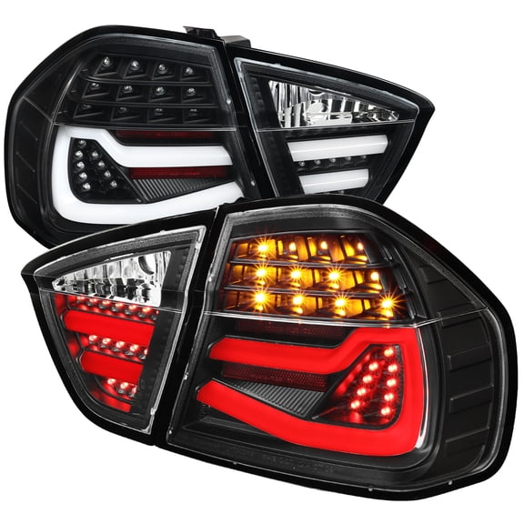 E90 LED TAIL LIGHTS-BLACK Made for and Compatible with 06-08 BMW 3-SERIES