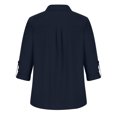 thumbnail image 4 of Blusa de color liso de manga larga con botones sueltos y solapa informal a la moda para mujer Fridja  bvmnju7398, 4 of 7