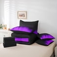 thumbnail image 5 of Manfei Abstract Ombre Women Bedding Comforter Set 7pcs, Black Purple Artwork Queen Bedding Sets, Aesthetic Stripes Lines Reversible Queen Sheet Sets, Lightweight Room Decor, 5 of 7