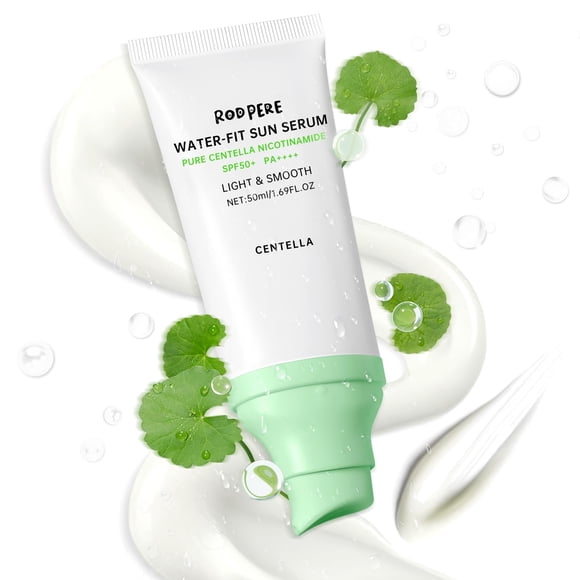 Centella Protector solar SPF 50+ PA++++ con niacinamida ácido hialurónico 50 ml Protección de larga duración Loción de protección solar para el rostro Cuidado suave de la piel Suero solar a base de ag