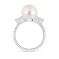 thumbnail image 2 of ANGARA Freshwater Cultured Pearl Bypass Ring with Diamond Trio in Platinum for Women | June Birthstone, Birthday, Anniversary, Jewelry Gift for Women | Pearl Ring, 2 of 8