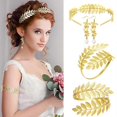 thumbnail image 2 of SZTXJ 5 Pcs Greek Goddess Costume Accessories Set for Women Golden Leaf hair Hoop Hairpin Earrings Armband Leaf Dangle Earring Bridal Wedding Headpiec, 2 of 5