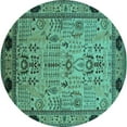thumbnail image 1 of Ahgly Company Indoor Round Oriental Turquoise Blue Industrial Area Rugs, 7' Round, 1 of 4