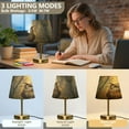 thumbnail image 4 of Wobogo An Owl with Bumblebee Pattern Table Lamps Three-channel Adjustable Lighted Antique Brass Metal Base Simple Modern Style for Bedroom Nightstands Living Room and Office, 4 of 8