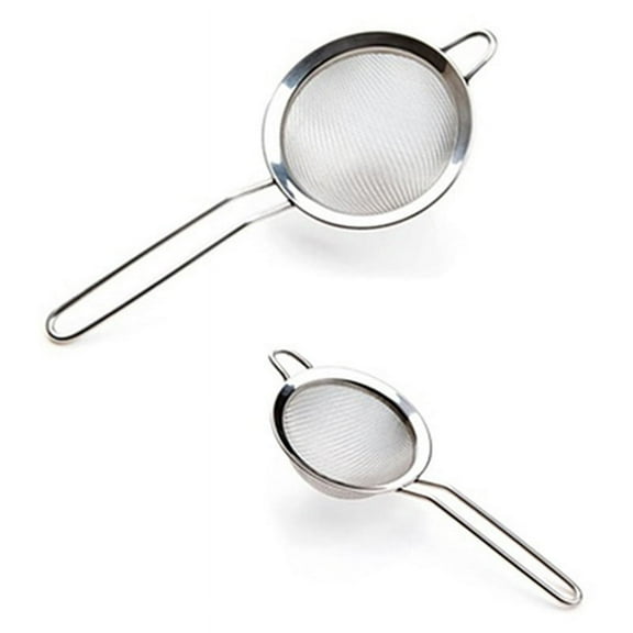 Ludlz Stainless Steel Fine Mesh Strainer, Colander Sieve Sifters with Long Handle for Kitchen Food, Small Medium Large Size for Tea Coffee Powder Fry Juice Rice Vegetable Fruit Etc