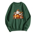 thumbnail image 4 of Sakmal Green Sweatshirts for Women Cute Halloween Graphic Sweatshirts Comfy Fall Fashion Tops, 4 of 5