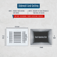 thumbnail image 2 of [2 Pack] Fits 8x6 Duct Opening 3 WAY Steel Air Supply Diffuser by Handua | Register Vent Cover Grill for Sidewall and Ceiling | White | Outer Dimensions: 9.75" X 7.75", 2 of 8